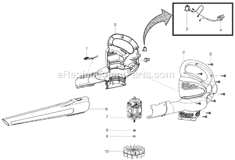 Page A Diagram and Parts List for WEB150  Weed Eater Leaf Blower / Vacuum